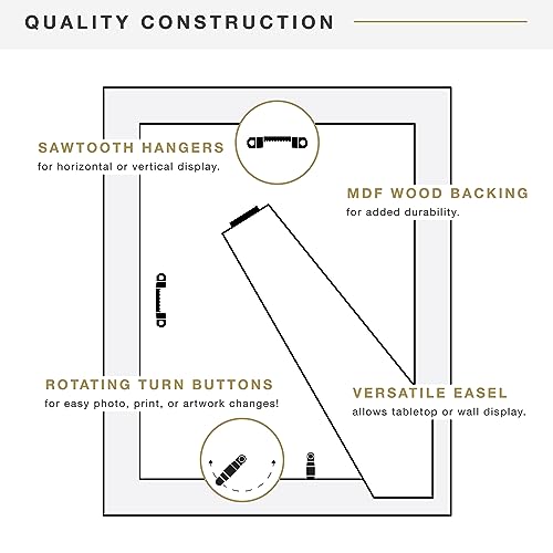 MCS Studio Gallery Classic 8.5x11 Picture Frame Black Woodgrain, Vertical & Horizontal Wall Hanging Large Picture Frame for Photos, Posters & Art Prints (1-Pack)