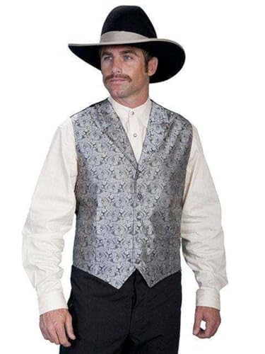 Scully Rangewear Men's Rangewear Paisley Button Vest Grey XX-Large
