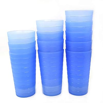 Mixed Drinkware 22-ounce Plastic Tumblers/Drinking Glasses/Party Cups/Iced Tea Glasses, Set of 12 Blue | Unbreakable, Dishwasher Safe, BPA Free