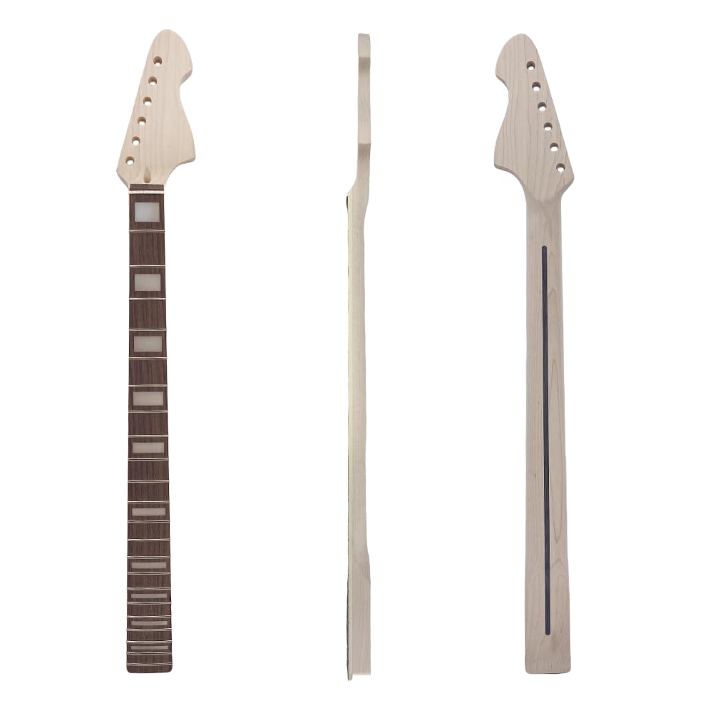 Ahorn-E-Gitarrenhals, 22 Bünde, 76,2 cm, Vintage-Palisander-Griffbrett, weiße quadratische Einlagen, großer Kopf, Hals, DIY-Ersatz (Farbe 1)