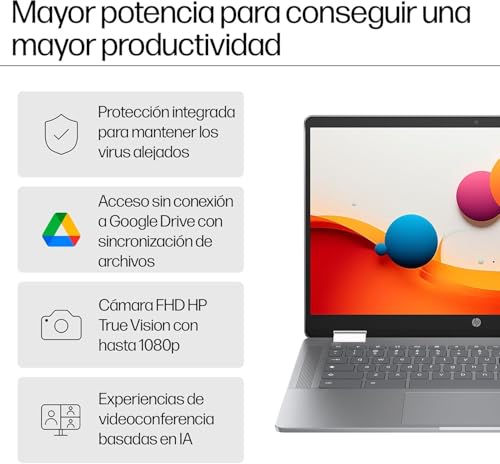 Miniatura 3 de Hp Chromebook X360 - Ordenador Portátil De Google 14 Fhd Intel N100, 4gb Ram, 128gb Emmc, Chromeos Suscripción Google Ai Pro Con Gemini Pro Y 2tb De Almacenamiento Durante 3 Meses -Qwerty Español
