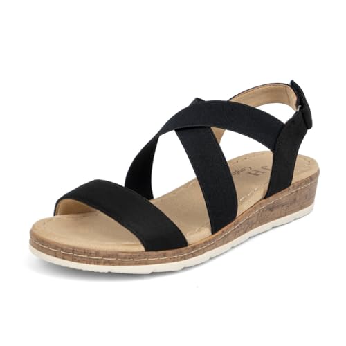 Image of VJH confort Women's Flat Sandals, Comfort Slip-on Elastic Ankle Strap Slingback Light Weight Casual Walking Sandals
