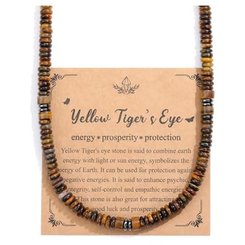 Jovivi Men's Tiger Eye Hematite Beaded Necklace Cover