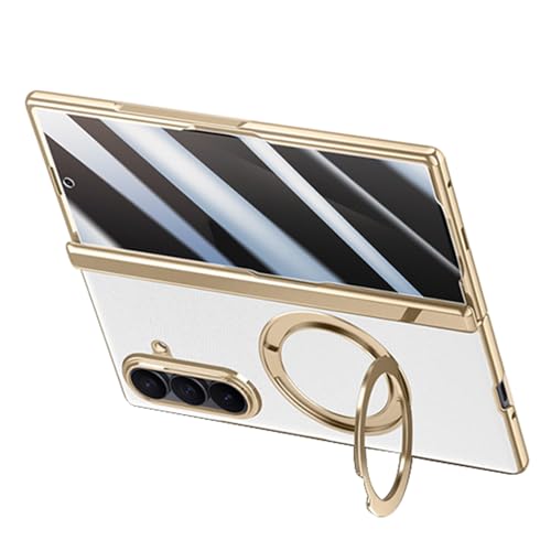 Étui cuir pour Samsung Z Fold 7 haut de gamme avec protège-charnière métallique