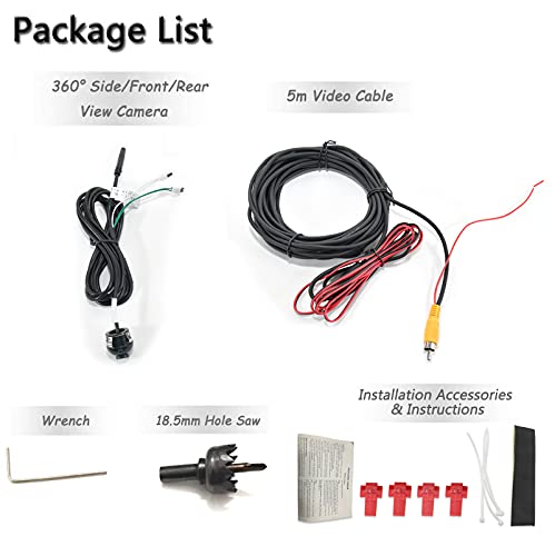 Eway Mini Universal 360° Backup Rear Front Side View Car Camera Rotatable Mirror Flush-Mount Autosafety Parking Reversing Cameras Metal Body #TOP6