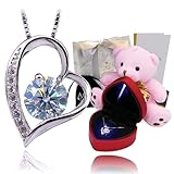 [Atlacic] ダイヤモンドを超える輝き モアッサナイト ネックレス レディース オープンハート ハート型 LEDライト サプライズ ジュエリーケース プレゼント セット 鑑定書 付き ホワイトデー 誕生日 クリスマス 女性 (プラチナ)