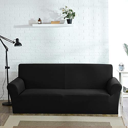 Housse de canapé extensible haut de gamme en coton extensible noir