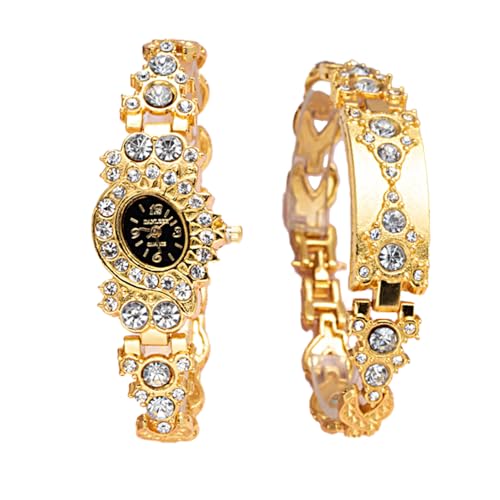 Weicam Women Stylish Bangle Bracelet Round Dial Crystal Analog Quartz Wrist Watch Jewelry Set