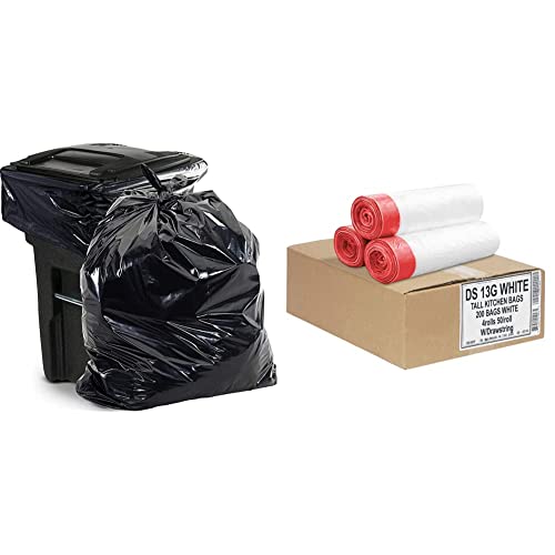 Aluf Plastics 65 Gallon Trash Bags Heavy Duty - Large Black Plastic Garbage Can Liners & Aluf Plastics Tall Kitchen 13 Gallon Drawstring Trash Bags Wholesale, Commercial Garbage Bags #TOP27