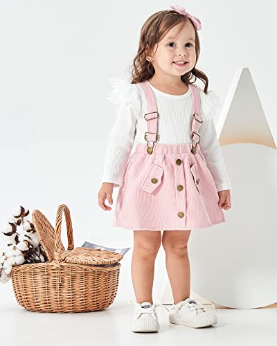 Image of Newborn Baby Girl Clothes Toddler Long Sleeve Ruffle Romper Top Infant Skirt Set Little Girl Overall Dress
