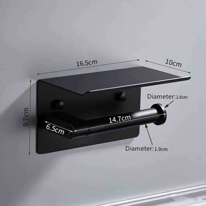 Stały uchwyt na papier toaletowy, 1PC 304 Stainless Steel Toilet Paper Holder With Phone Shelf Black Wall Mount