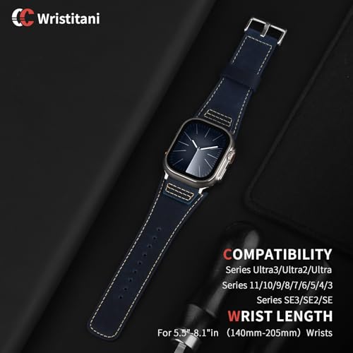 Image of Wristitani Genuine Leather Strap Compatible With Apple Watch