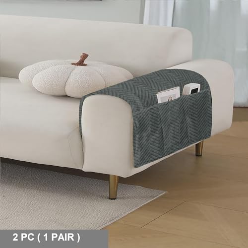 Image of Amazon Basics - Velvet Quilted Sofa Armrest - Set of 2 | Multi-Layered Fabric | 70cm x 70cm | 350 GSM | Color - Light Grey