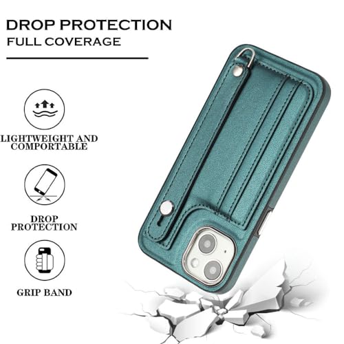 Étui de téléphone avec dragonne cuir iPhone 12 Pro Max LVTFCO vert
