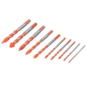 Drilling Bit, Strong Toughness Drill Firmly 10PCS Longer Life Multifunctional Drill Bit Set, Brick Glass for Tiles Concrete
