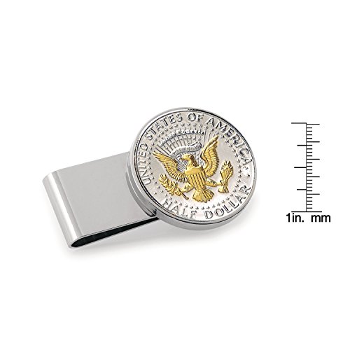 American Coin Treasures Presidential Seal JFK Half Dollar Selectively Layered in Pure 24k Gold Coin Money Clip | Stainless Steel | Layered in Silver-Tone Rhodium | Holds Currency, Credit Cards, Cash2