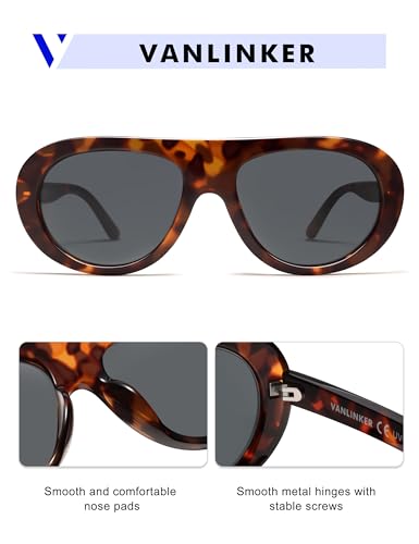 Image of VANLINKER Oversized Retro Aviator Sunglasses for Women Men Chic 70s Vintage Style Trendy 2026 Chunky Sun Glasses VL9865