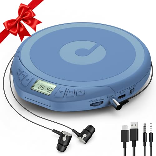Image of Portable CD Player for Car: Kegaudio with Earphones Anti-Skip LCD Display Personal Disman Disc Player for Car & Sports Supports MP3 WMA PROG & Memory Function