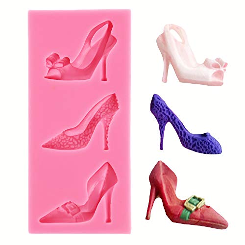 HengKe 2 peças de sapatos de salto alto molde de silicone para doces para gelatina faça você mesmo,