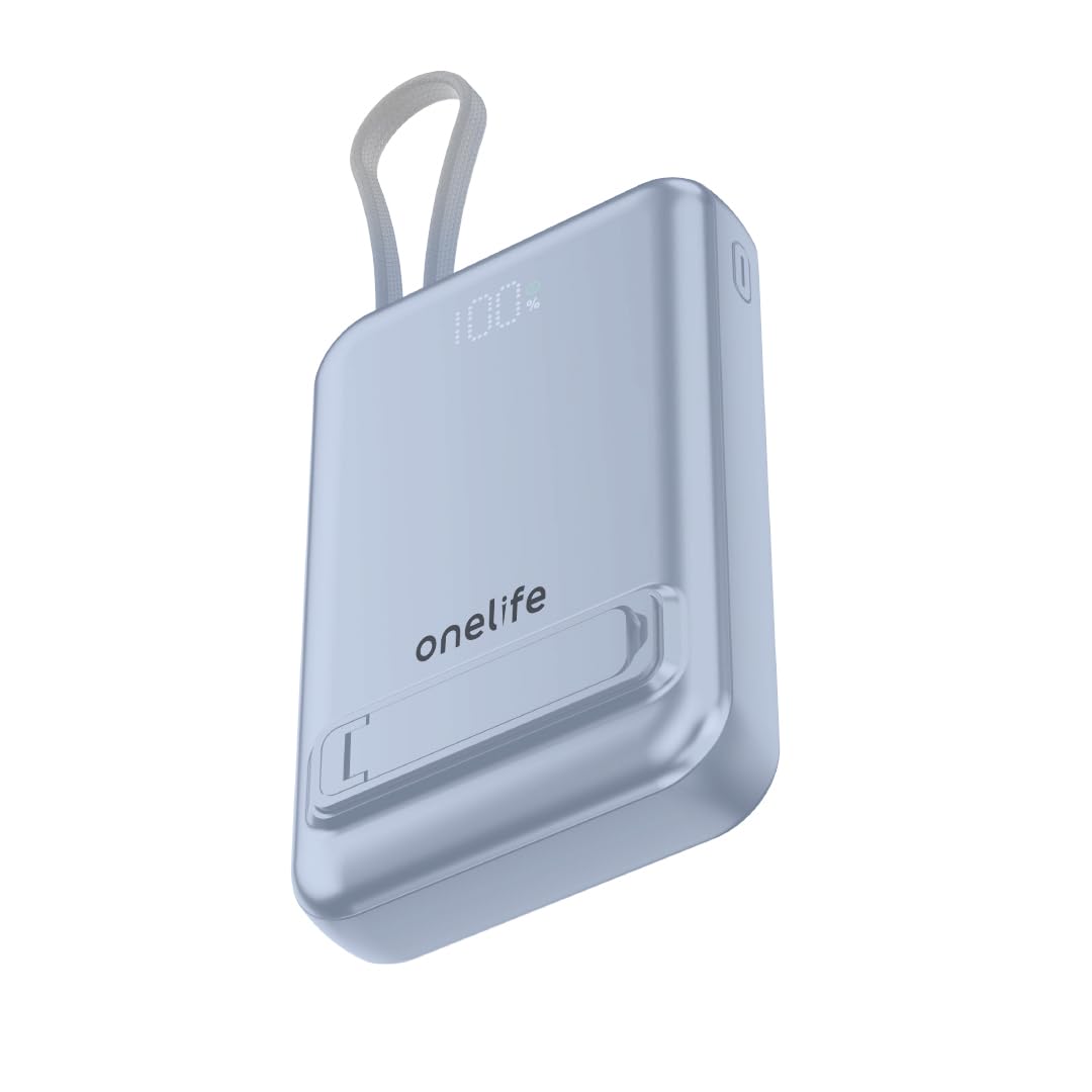 Onelife Fluxor 10000 mAh Power Bank – 22.5W Fast Charging, 15W MagSafe Wireless Charger, Digital Display, Multi-Layer Safety – Compatible with iPhone 12 to iPhone 17 & Qi-Enabled Devices (Blue)-image-47