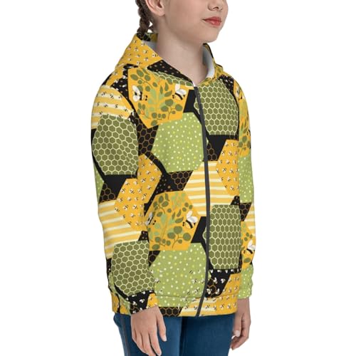Bee honey Kid Hoodies Boys Zip Up Sweatshirts Girls Pullover with Pocket4