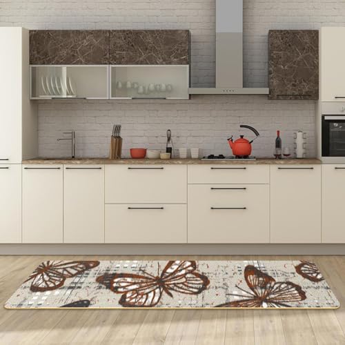 2 alfombrillas de cocina antideslizantes, absorbentes y lavables con diseño de mariposa 6