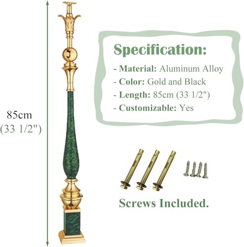 Rampe main courante colonne vert et or pour escalier intérieur chic - 5