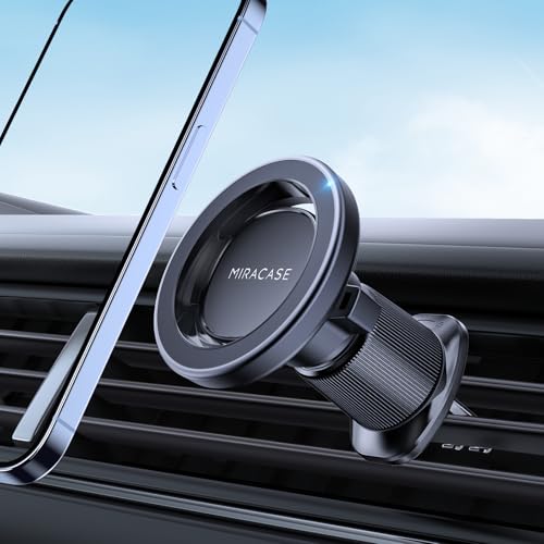 Miracase Car Phone Holder for Magsafe [Strong Magnets] Magnetic Phone Holders for Your Car 360Adjustable Air Vent Hands Free Cell Phone Mount Cradle Fit iPhone 17-12 & All Smartphones Black