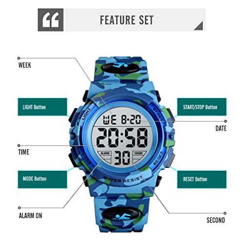 dayllon kids digital watch boys outdoor sports 50m waterproof girls watches alarm clock 1224 h stopwatch calendar for ages 3-15 boy girl wristwatch kids gift