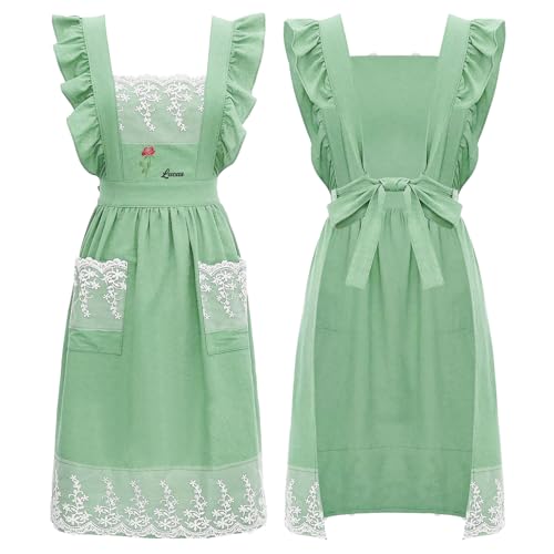 Personalized Aprons Embroidered With Two Pockets - Custom Name Aprons For Women?Mother’s Day Gift for Mom Grandma