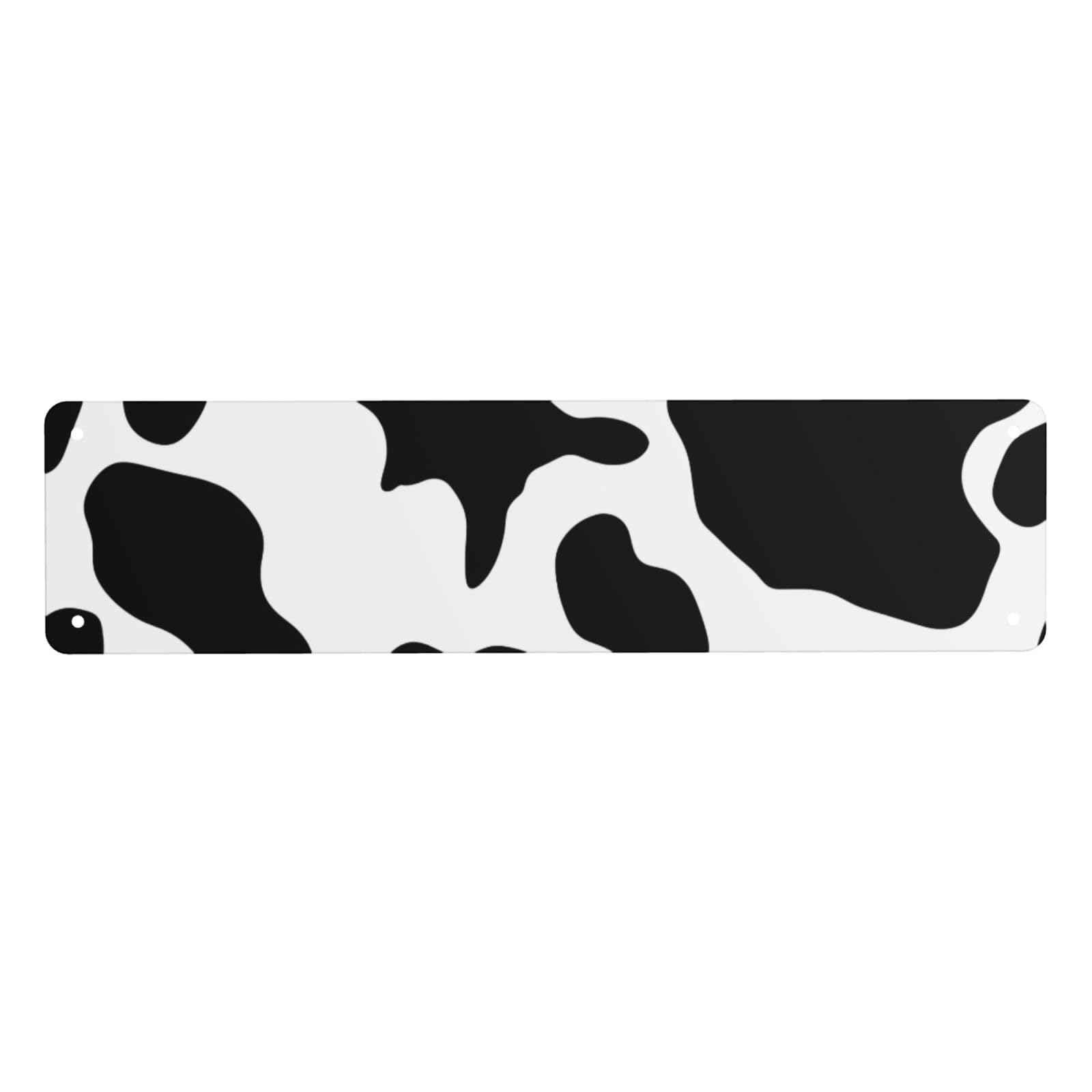 Vintage Metal Tin Signs Retro Garage Signs Stylish Wall Art Plaques for Home Decor Unique Poster 4x16 Inch Black and White Cow Print Metal Sign Outdoor Wall Decorations Gifts