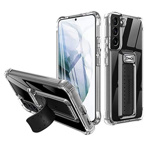 Scooch Wingman Case with Pop Out Car Mount, Grip, and Kickstand for Samsung Galaxy S22 Case [10 ft Drop Protection] Slim Phone Cover, Compatible with Magnetic Phone Mounts (2022) (Clear)