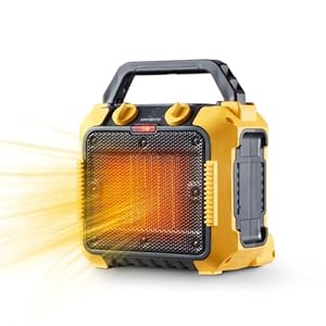 Portable Space Heater, Electric Small Heater with Thermostat Overheat Tip-Over Protection, 750W/1500W PTC Ceramic Room Heater for Bedroom, Garage, Office, Desk, Workshop Indoor Use