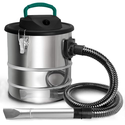 BLUEMARS Fire Ash Vacuum Cleaner 1000W 20L - Industrial Ash Dust Extrator Bucket - Home & Workshop Cylinder Vacuum Cleaner -Ash Dust Collector For Fireplace Woodworking Fire Pits Stoves and Chimineas