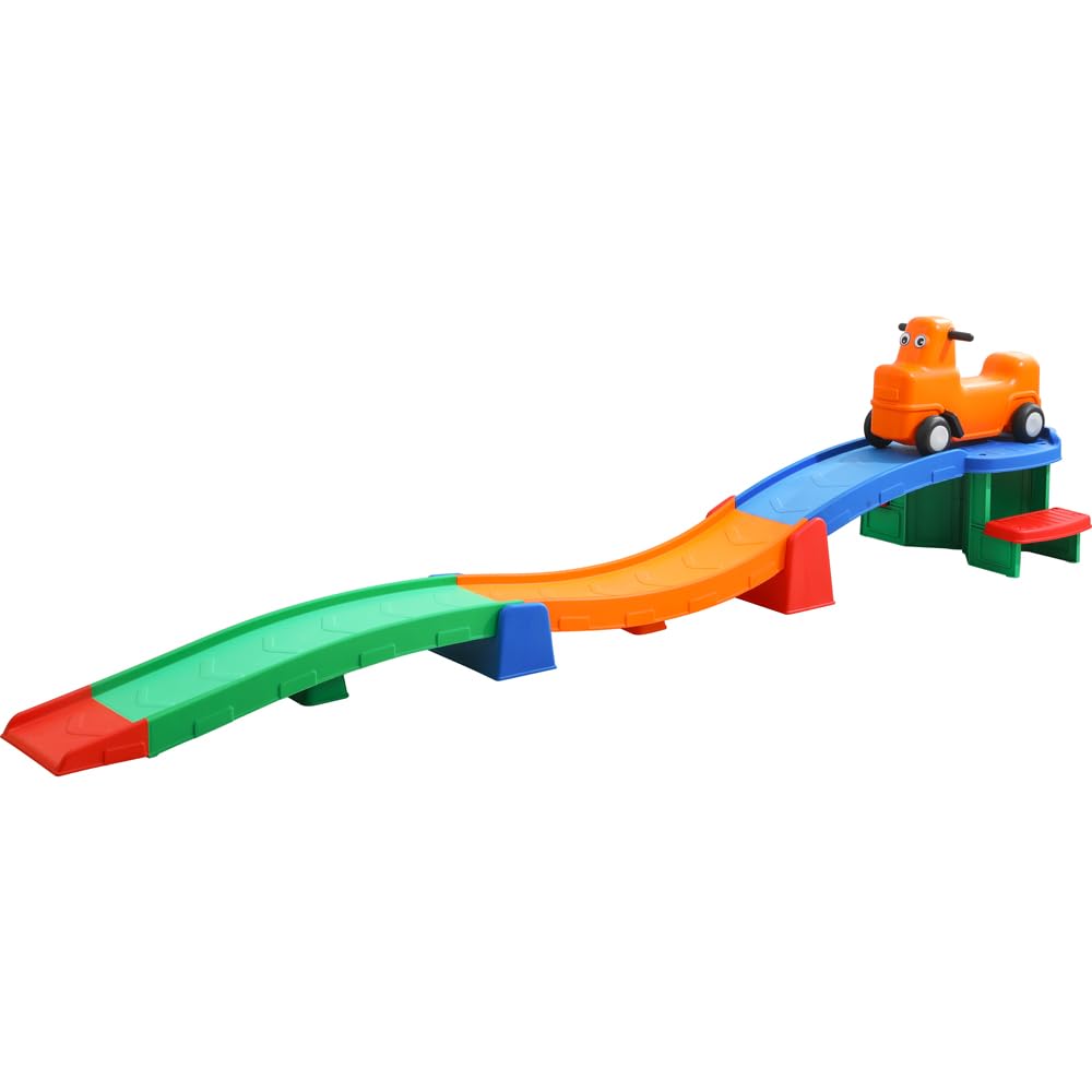 Up & Down Roller Coaster Toys for Toddlers Push Car Outdoor Playset with Farther & Faster Track Expansion Pack