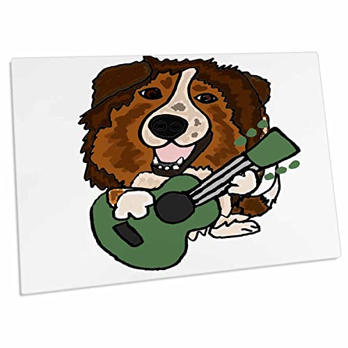 3dRose Funny Cute Australian Shepherd Dog Playing Guitar