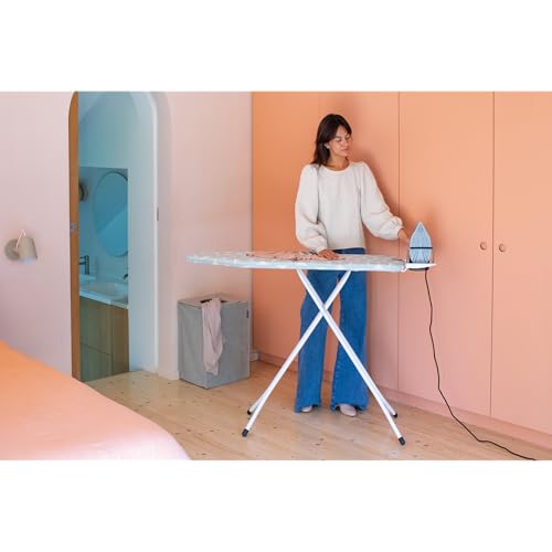 Image of Brabantia Comfort Ironing Board with Left /Right Adjustable Steam Iron Rest | Medium (Size B) | Fairtrade Fresh Breeze Cover | Adjustable Height (27-38 inch), Easy Fold, Anti-Collapse Lock, Non-Slip Feet