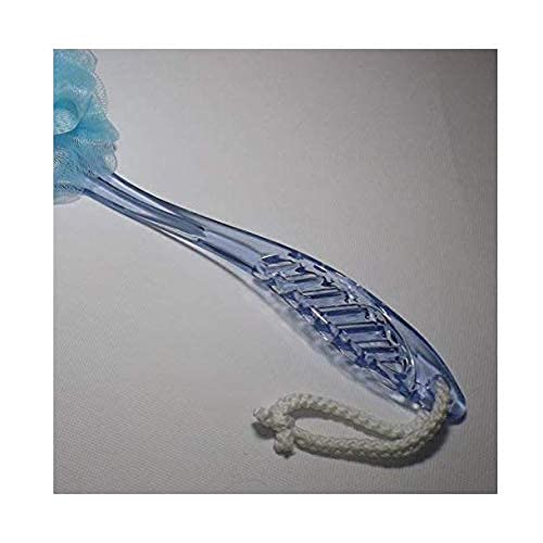 Body Mesh Puff Blue Crystal Handle Soft Brush Shower Bath Sponge Seniors Elderly Disabled Handicap Patients Pregnant Arthritis Sufferers Grandpa Grandma Grandparents plus an Adhesive Hook - Thumbnail 3