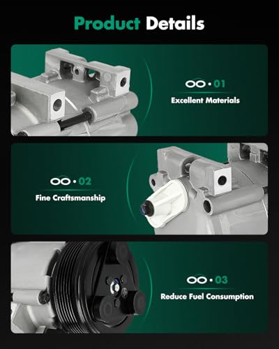 Image of SCITOO AC Compressor for Ford for Mustang 4.0L 2007-2010 | Fast Cooling, Ultra Low Noise (≤72 dB) Air Conditioner Compressor for Summer, with Clutch, 7R3Z19703B 8R3Z19703A AR3Z19703C
