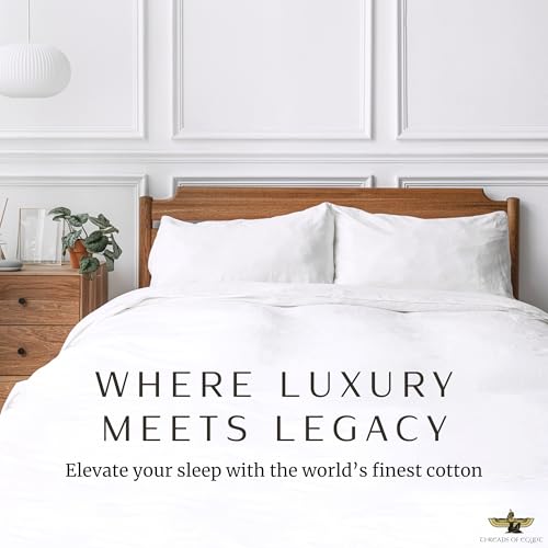 Image of Luxury 1200 TC 100% Egyptian Cotton Cal King Size Sheet Set | Ultra Soft | Cooling for Hot Sleepers | CEA Gold Seal Certified | 18 inch Deep Pocket | Cal King Size [White]