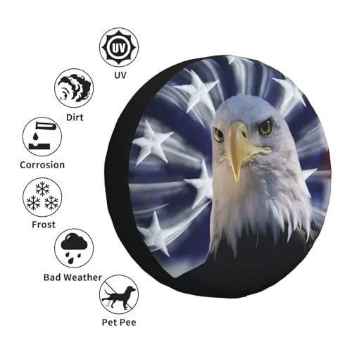 Image of Spare Tire Cover American Eagle and Flag Wheel Covers USA Flag Weatherproof Universal Wheel Protectors for Rv SUV Camper Travel Trailer 15 Inch