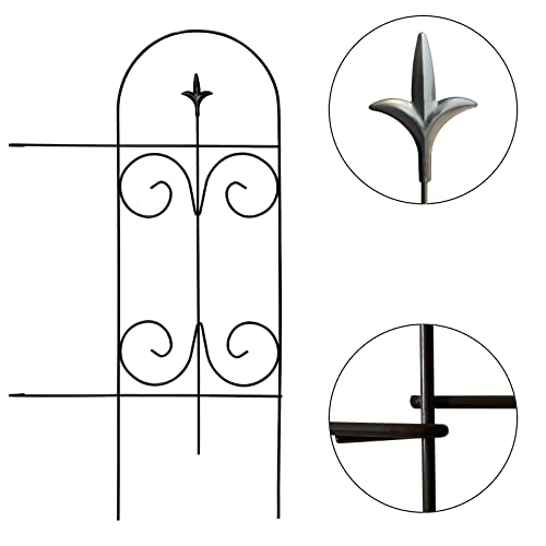 Thealyn Metal Decorative Garden Fence Border 32 In .H X 17.5 In .W (14 Panels, Total Length 20 Feet) No Dig Fence Rustproof Wrought Iron Landscape Fencing For Flower Bed, Yard, Animal Barrier #TOP2