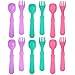 Re-Play Made in USA 12pk Toddler Feeding Utensils Spoon and Fork Set for Easy Baby, Toddler, Child Feeding - Purple, Aqua, Bright Pink (Sparkle) 6 Spoons/6 Forks