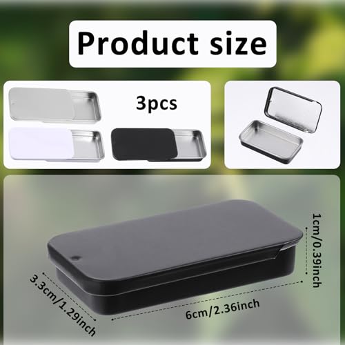 Image of 3 Pcs Mini Metal Tin Box, Slide Top Rectangular Empty Hinged Tins Box Mini Portable Home Organizer Containers for Jewelry, Crafts, Gift Card Holder (2x1x0.4 Inch)