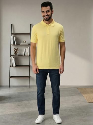 Image of Lux Cozi Men's Cotton Solid Polo Tshirt | Collar Tshirts | Half Sleeves | Stylish & Premium All Day Wear | Pack of 1