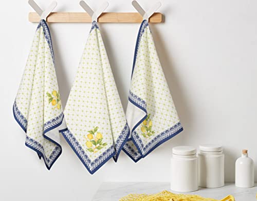 Image of FINGERCRAFT Kitchen Cloth 100% Soft High GSM Cotton Fabric Kitchen Towel, 20 x 30 Inches Perfect Size for Kitchen Uses, Set of 6, Multipurpose Use as Dish Towel, Bar Towel (Lemon Leaf)