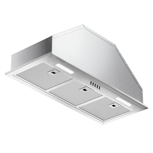 Stainless Steel Range Hood Insert 30 Inch, 580 Max CFM, 5-Layer Aluminum Mesh Filter, Ducted/Ductless Built Kitchen Vent, LED Lights&3-Speed Push Button Controls for 50% Better Suction