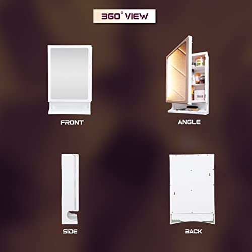 Image of Happer Plastic Premium Multipurpose Wall Mounted Storage Cabinet with Mirror (White) (Pack of 2)