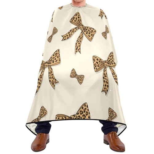 Capa para corte de cabello profesional impermeable para barbería con diseño de lazo estampado de leopardo y cierre ajustable de broche