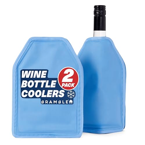 Bramble - 2 Pack Long Lasting Gel Wine & Champagne Cooler Bottles Sleeves (22.5 x 15.5 cm) - Keep Drinks Ice Cool for Summer Barbecue Party Picnic